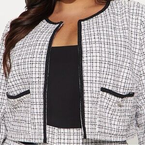 Fashion Nova Monochrome Checkered Blazer